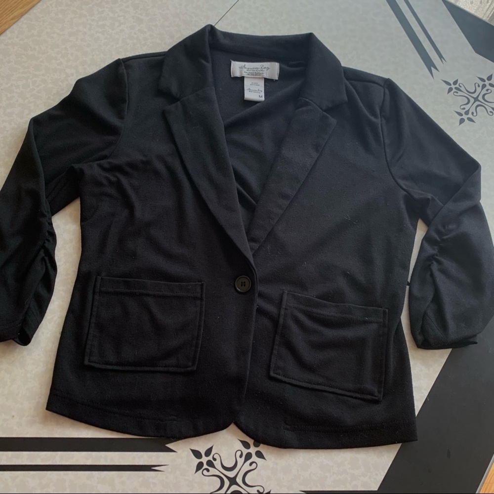 Black 3/4 Sleeve Knit Blazer